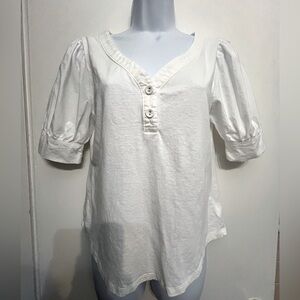 Gap Puff Sleeve Henley Off white XS